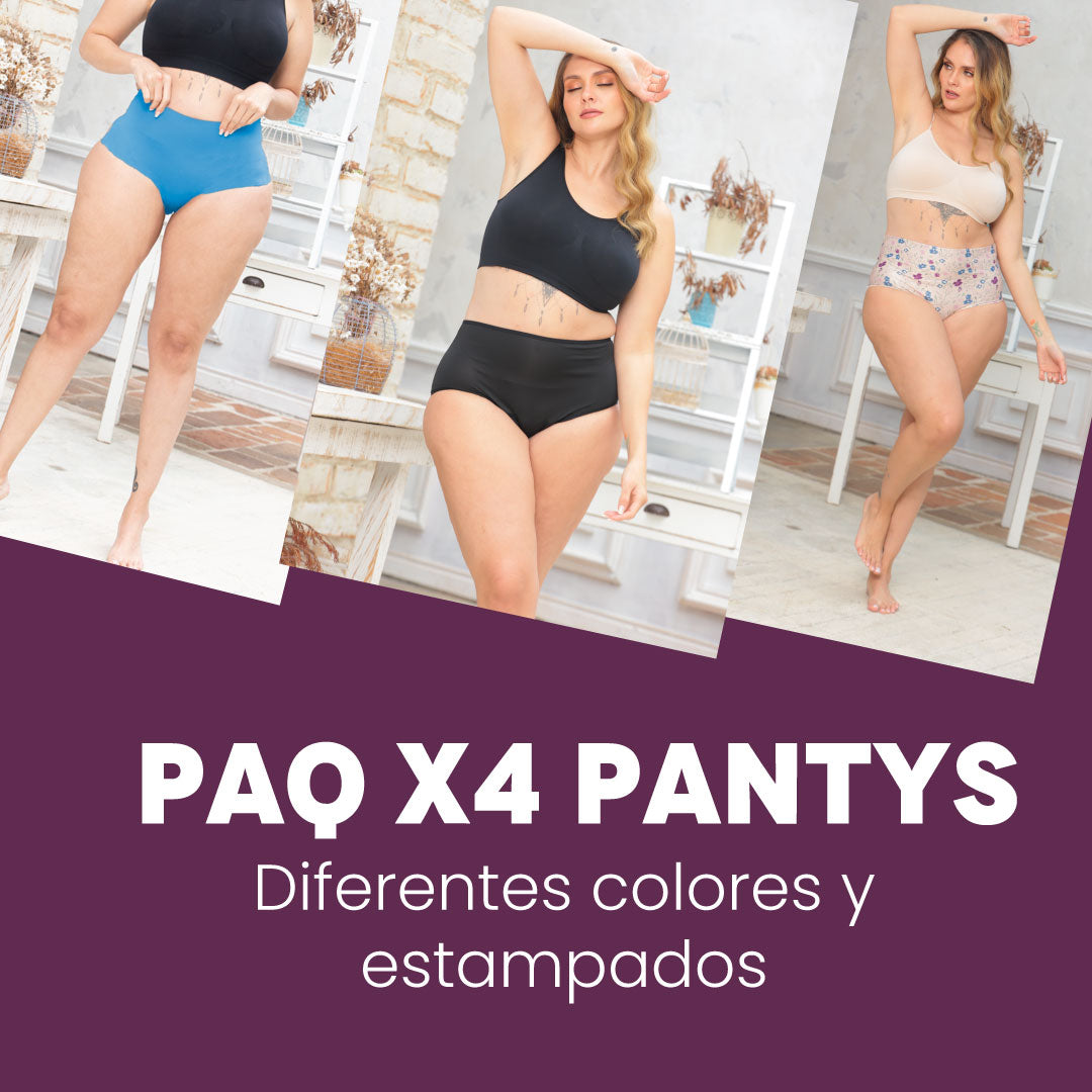 PANTY CORTE ALTO DAMA PAQ X 4